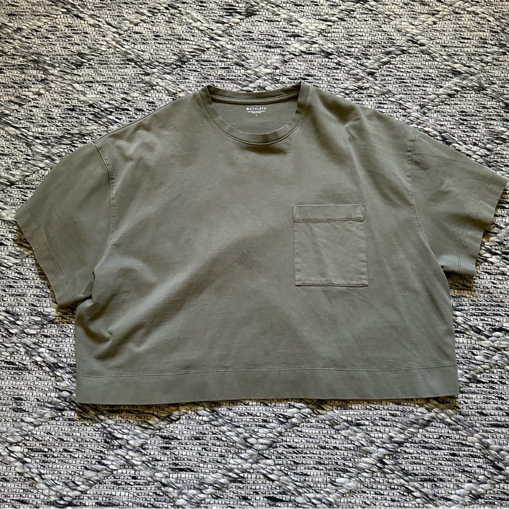 Athleta Green Oversized Boxy Crop T-Shirt